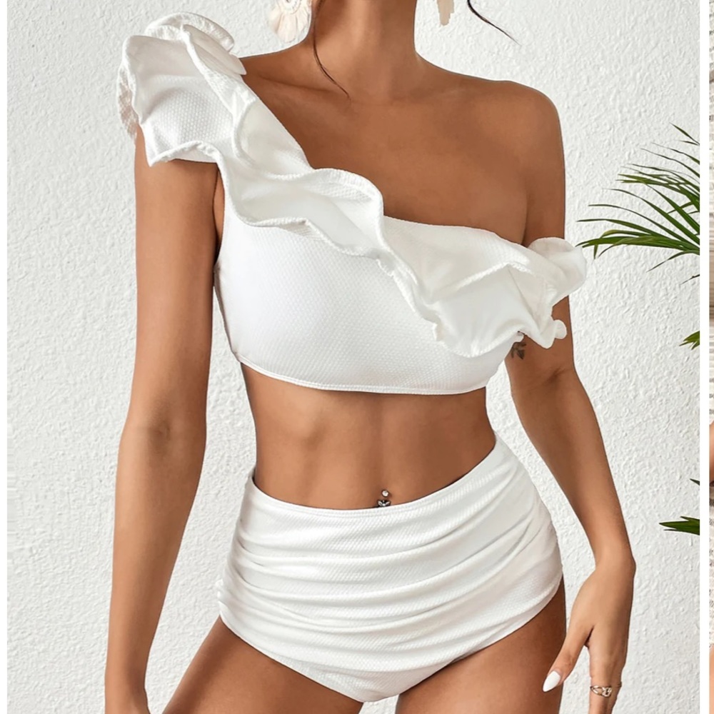 White ruffle swimsuit